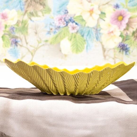 Art Deco Planter-Bowl-Vase-Shawnee Pottery-Mid Century Modern-MCM-Yellow-Fern - Picture 1 of 7